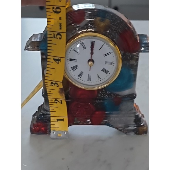 Handmade Resin Desk Clock Decoration Gift Clear With Multi Colored Hearts 731 - Picture 7 of 9